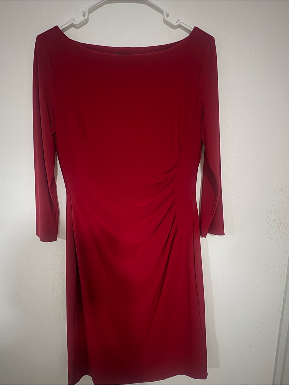 Ralph Lauren Red Long-Sleeve Boatneck Sheath Dress
